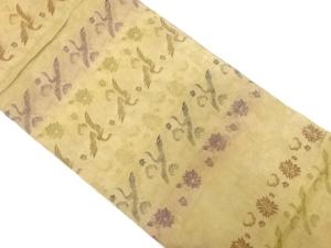 アンティーク　鶴に菊模様織り出し昼夜帯（材料）
